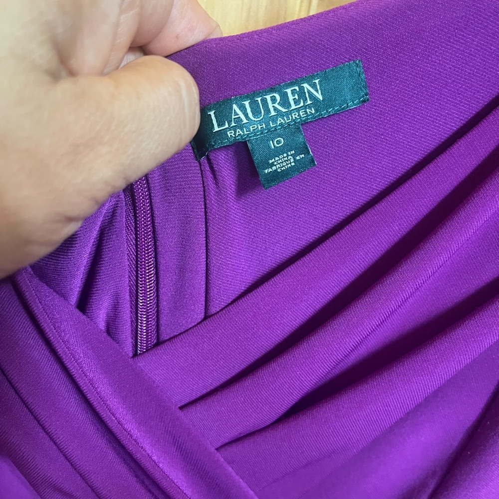 Ralph Lauren Purple Ruched dress front - Picture 4 of 7
